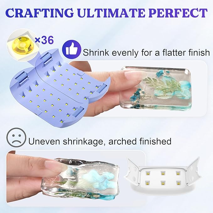 LET'S RESIN UV Light Advanced,Two-Sided Longer time Setting(2m,3m,5m) UV Resin Light with 36 LED Beads, Large Size UV Lamp for Resin Curing,Resin Molds,DIY Craft Decor(Own Design Patent)