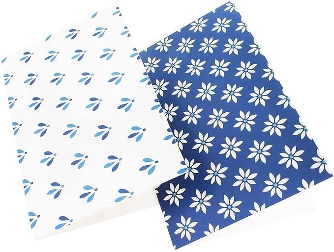 BEST PAPER GREETINGS 48 Pack Blue Stationery Notecards and Envelopes Set - 4x6-Inch All Occasion Thank You Notes for Birthdays, Business - 6 Floral Designs (Blank Inside) - Blank Cards And Envelopes