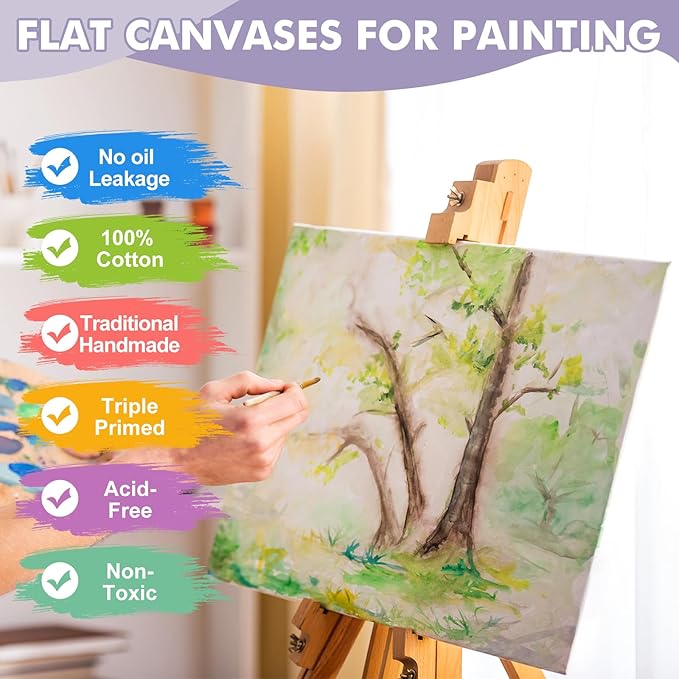 ESRICH Canvas Boards for Painting 12x16 Inch, 3 Pack Canvas for Painting Cotton Primed Acid Free Large Blank Canvas Panels for Oil Paint, Watercolor, Acrylic Paint, Gouache and Tempera.