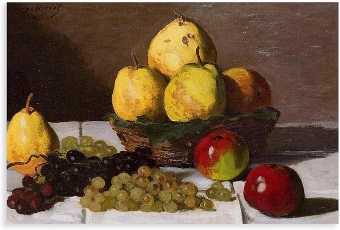 CFIOZYOS 40+ Monet Famous Print Posters Still Life with Pears And Grapes by Claude Monet Impressionism Canvas Wall Art Print Poster For Home School Office Decor Unframe 20×30inch(50×75cm)