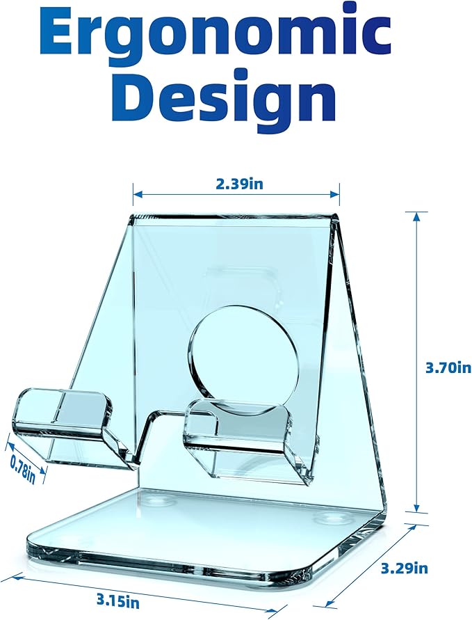 TOPGO Acrylic Cell Phone Stand, Clear Phone Holder for Office Desk, Vanity, Kitchen Counter, Bedside Table, Compatible with iPhone 17 16 15 14 13 12 11 Pro Max Plus, Smartphones, iPad, Switch, Kindle