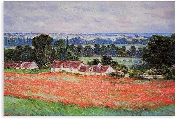 40+ Monet Famous Print Posters Poppy Field at Giverny by Claude Monet Impressionism Canvas Art Poster And Wall Art Picture Print Modern Family Bedroom Decor Posters Unframe 20×30inch(50×75cm)