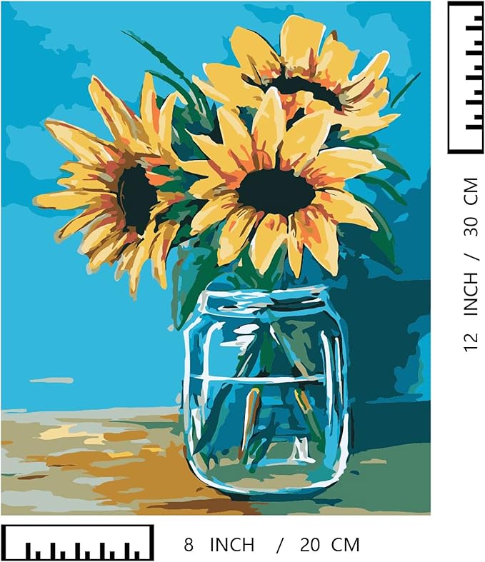 BAISITE Paint by Numbers Kit for Adults Beginners,8" Wx12 L 2 Pack Canvas for Painting Kits for Adults in Colorful Box 0304 Already Framed