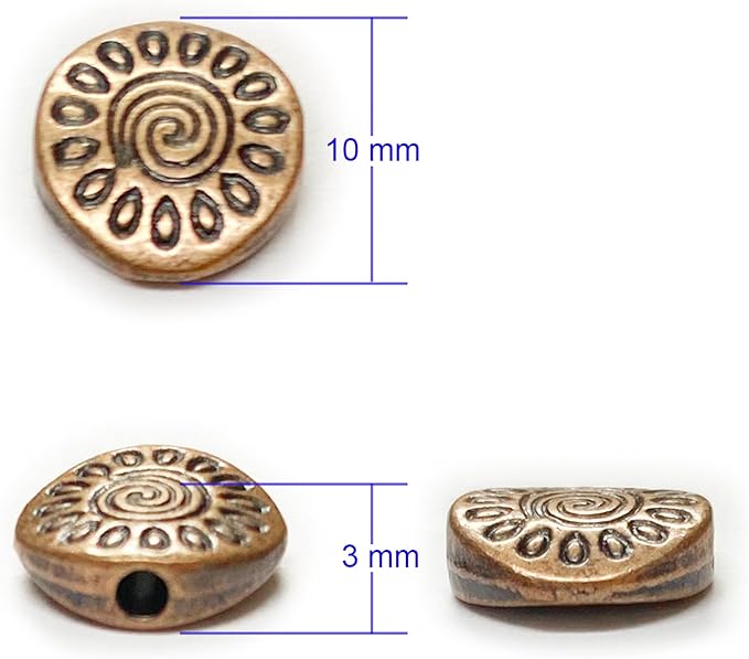 Copper Round Flat Bead Jewelry Spacer Beads Kit Jewelry Findings Beading Assortment DIY Accessories for Bracelet Necklace Jewelry Making 10mm Bead Spacers 67Pcs