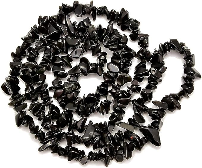 Gemstone Chips Natural Black Obsidian 3-5mm Healing Crystals Waist Bracelets Necklace Kit Irregular Stone DIY Crafts Design Jewelry Making Approxi 32 inch