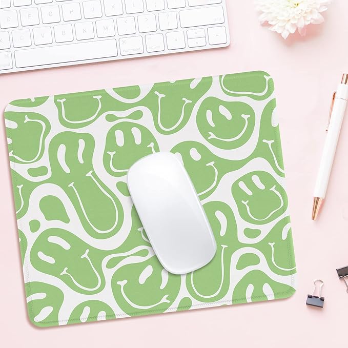 Seorsok Square Mouse Pad Cute Retro Smiley Hippie,Office Home Personalized Premium-Textured Mouse Mat Design,Waterproof Mousepad,Non-Slip Rubber Base Computer Mouse Pads for Wireless Mouse