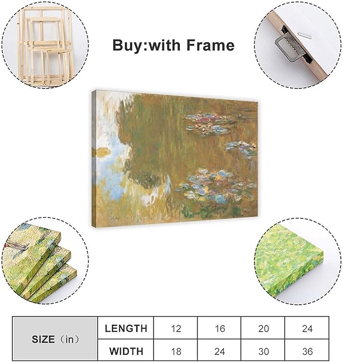 40+ Monet Famous Print Posters The Water Lily Pond by Claude Monet Impressionism Poster Print for Room Aesthetics Canvas Wall Art Print Frame 20×30inch(50×75cm)