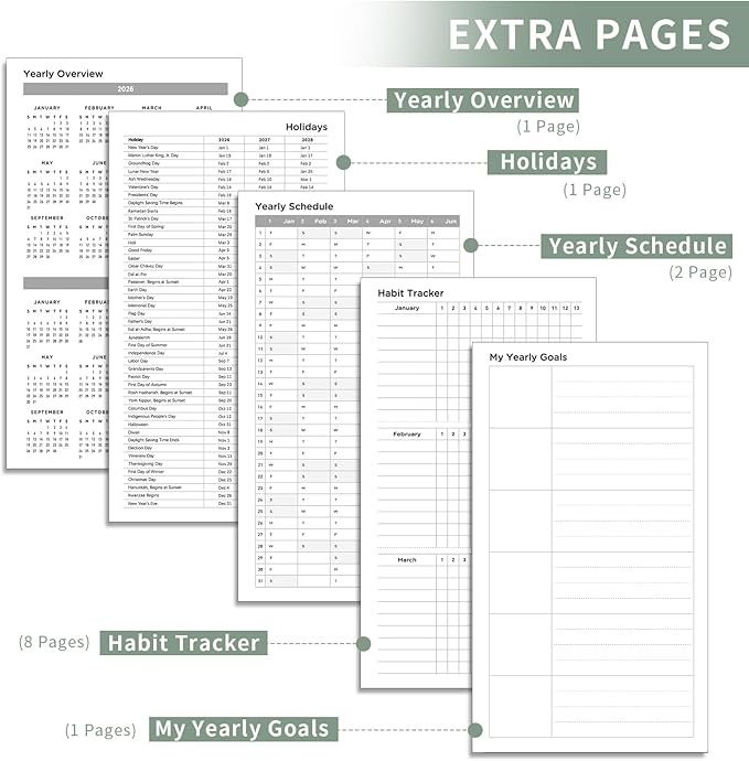 AHGXG Small Pocket Planner 2026-2027, Weekly and Monthly Calendar Planner, 15 Months, JAN 2026 - MAR 2027, Mini Size, Hardcover, Inside Pocket, For Women Men School Home Office Supplies, 3.9''X 6.7'' - Sage Green