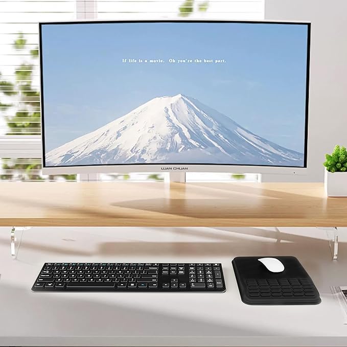 MEKASS Mouse Pad with Wrist Rest, Ergonomic Slope Mousepad for Carpal Tunnel Pain Relief, Memory Foam Desk Computer Wrist Support Mouse Pad with Non-Slip PU Base for Office Home (Beach)