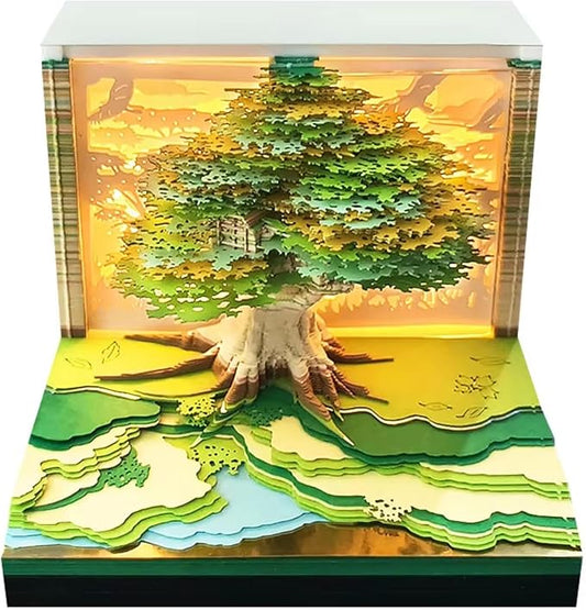 Time Piece Calendar 2026,3D Tree Tear-Away Memo Pad Creative Desk Calendars,3D Notepad Paper Carving Art Sticky Notes,3D Calendar 2026 Suitable for Room and Office Desktop Decoration