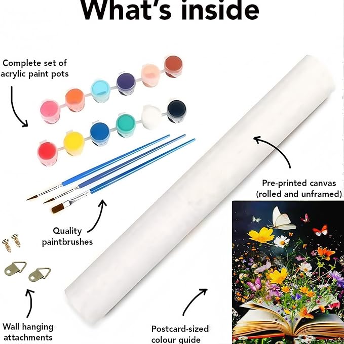 CSZPPQAF Flowers Paint by Numbers Kit for Adults Beginner, Book Paint by Number Kits on Canvas, DIY Easy Acrylic Watercolor Oil Painting by Numbers for Home Wall Decor 16X20inch