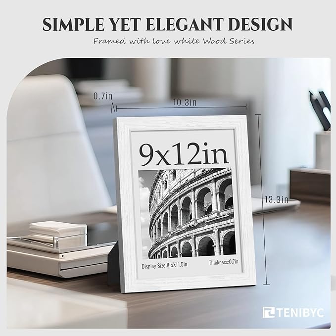Picture Frame 4 Pack - Solid Wood Poster Photo Frame - Woodgrain Series - Room, Office, Gallery, Studio Display - Wall Hanging