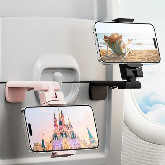 2 PCs Airplane Phone Holder for Christmas Stocking Stuffers, Klearlook 360° Rotation Travel Essentials Phone Mount for Desk, Handsfree Flexible Travel Accessories for Flying, Valentines Day Gift