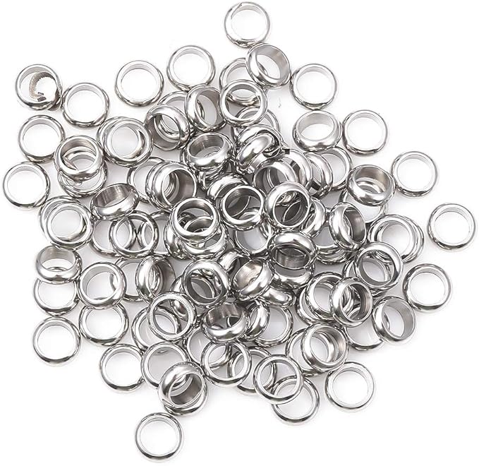 Stainless Steel Spacer Beads 6x2mm Rondelle Loose Charm Caps Beads for DIY Jewelry Making 100pcs with 4mm Hole