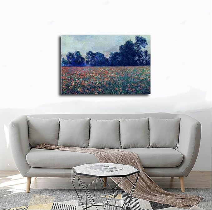 40+ Monet Famous Print Posters Poppies at Giverny by Claude Monet Impressionism Canvas Posters Print Wall Art Bedroom Office Room Decor Gift Frame 16×24inch(40×60cm)