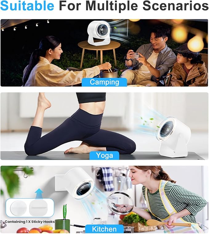 Small Desk Fan, 28dB Ultra-Quiet Desktop Air Circulator with 115° Adjustable Tilt, 100 Speeds, Rechargeable Battery, USB-Powered, Portable for Bedroom, Office, Kitchen, Travel -White