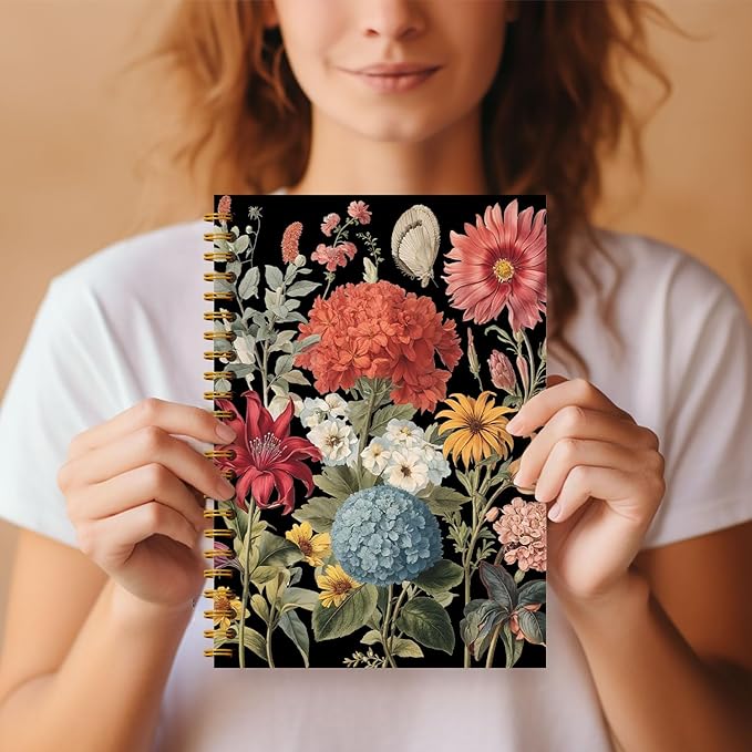 Vintage Floral Botanical Notebook, Watercolor Wildflower Floral Journals for Women, Plant Journal, Aesthetic Notebooks, Spiral Notebook Journal 5.5x8.3 Inch