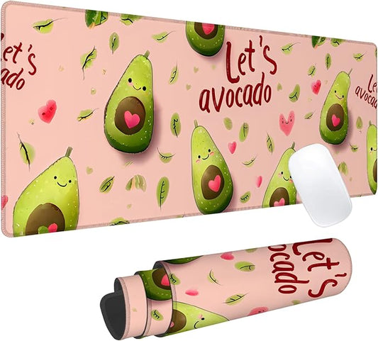 Avocado Gaming Mouse Pad, Office Desk Mat, Anti-Slip Rubber Base Cool Aesthetic Mouse Pads for Computer Laptop Keyboard School Home Desktop Gamer Home Accessories Decor 31.5" x 11.8"