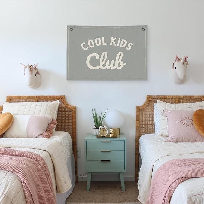 Playroom Wall Decor, Kids Playroom Decor Cool Kids Club Canvas Banner Wall Hanging Banner Flag, Classroom Decorations