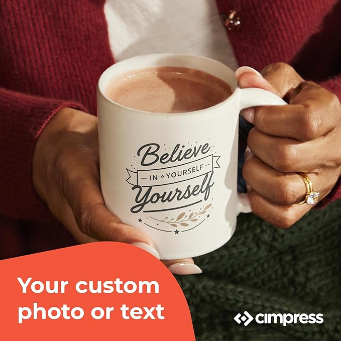 Personalized Mug, Custom Ceramic Mug with Photo and Text, 11oz, Pack of 50, Glossy Coffee Cup, Perfect for Christmas, Secret Santa or as Holiday Gift for Family or Friends, White/Orange