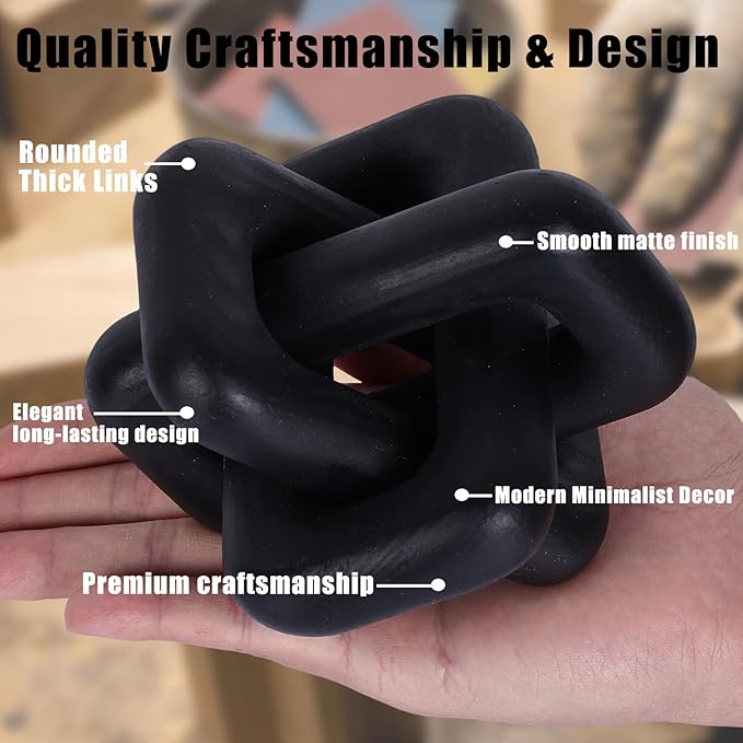 oliruim Wooden Knot Decoration Bohemian Decoration Hand-Carved Knot Black Coffee Table Decoration Suitable for Modern Home Bedroom Living Room Farmhouse Dining Table Minimalist Decoration (Black)