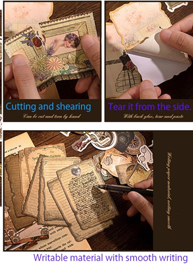Alideco 100pcs Vintage Scrapbook Supplies Pack for Art Journaling Bullet Junk Journal Planners DIY Paper Stickers Craft Kits Notebook Collage Album Aesthetic Cottagecore Picture Frames (tianwenqiguan)