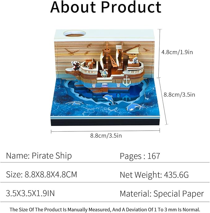 Time Piece Calendar 2026,3D Tree Tear-Away Memo Pad Creative Desk Calendars,3D Notepad Paper Carving Art Sticky Notes,3D Calendar 2026 Suitable for Room and Office Desktop Decoration