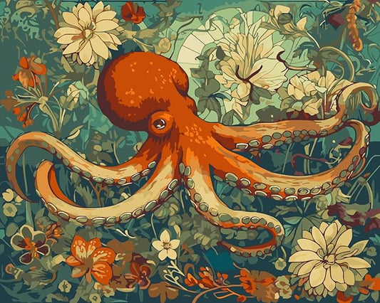 CSZPPQAF Paint by Numbers Kit for Adults Beginner, Animal Octopus Paint by Number Kits on Canvas, DIY Easy Acrylic Watercolor Oil Painting by Numbers for Home Wall Decor 16X20inch