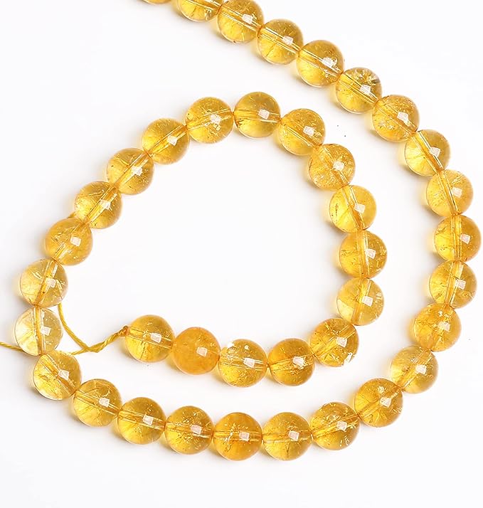 4MM 86PCS Natural Citrine Yellow Quartz Crystal Round Spacer Loose Beads for Jewelry Making 15 inches DIY Bracelet Necklace