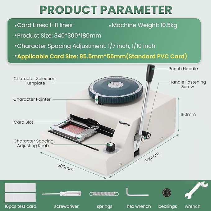 Huanyu PVC Card Embosser 68 Characters Manual Embossing Machine Credit ID VIP Code Gift Card Printer Letterpress Stamping Print Machine