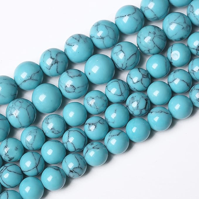 90PCS 4mm Natural Stone Beads Blue Turquoise Round Loose Gemstone Beads for Jewelry Making DIY Bracelet Necklace 15 Inch (4mm, Blue Turquoise)