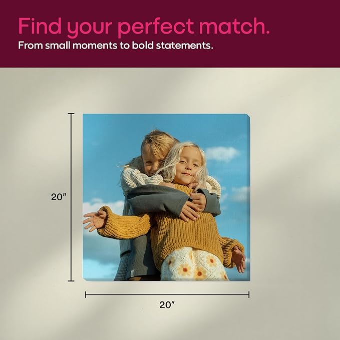 Mixtiles Custom Canvas With Your Photos – No-Nails, Magnetic Hanging System - Wall Frames, Personalized Prints, Perfect Home Decor Gift – 20×20 Single Tile