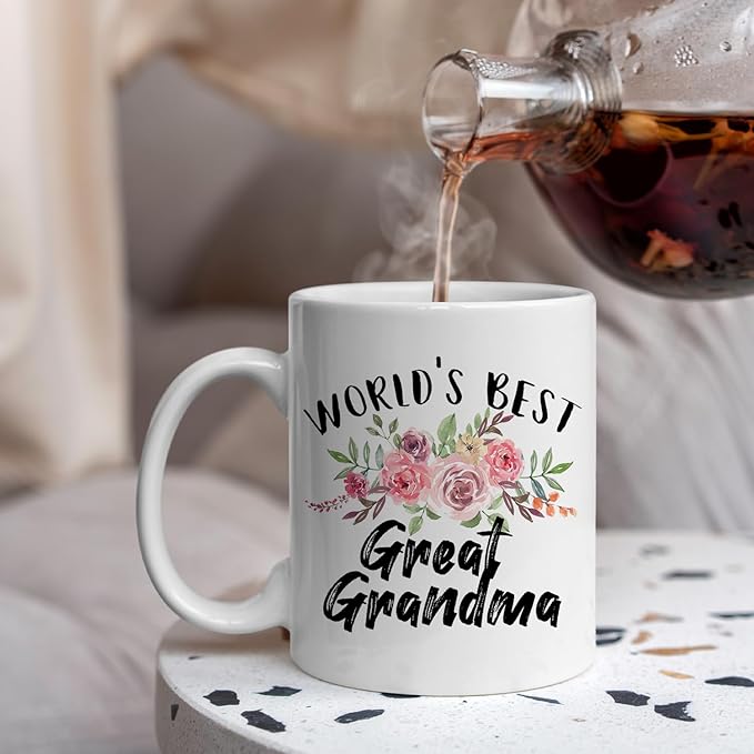 IWXYI Great Grandma Mug, World's Best Great Grandma Ceramic Coffee Mug Cup 11 Ounce