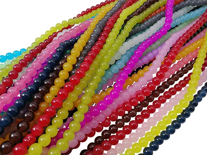 Pamir Tong 1000PCS 8mm Glass Round Beads Bulk， Imitative Jade Beads, Bracelet Loose Beads for Jewelry Making Earring, Necklaces, and DIY Crafts