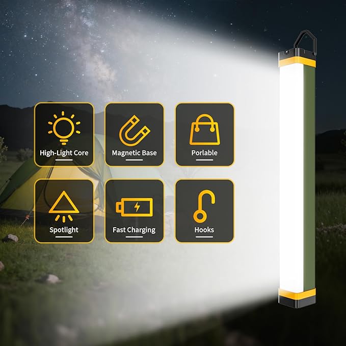 Rechargeable Magnetic Work Light, LETOUR 7000LUSB Rechargeable LED Camping Light, Multifunctional Camping Flashlight, Portable Waterproof Hanging Magnetic Lights for Hiking, Home, Outdoor