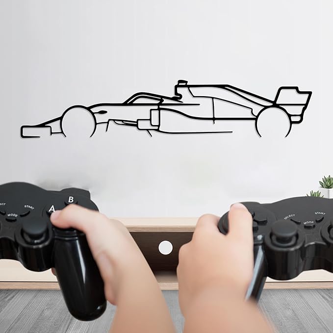 Formula Car metal Wall Art, Sports Car metal Silhouette, Formula Car Lovers Metal Wall Decor, Racing Gifts For Men, Minimalist Sculpture for Garage, Man Cave, Gift for Father's, (Black-25" x6.9" inch)