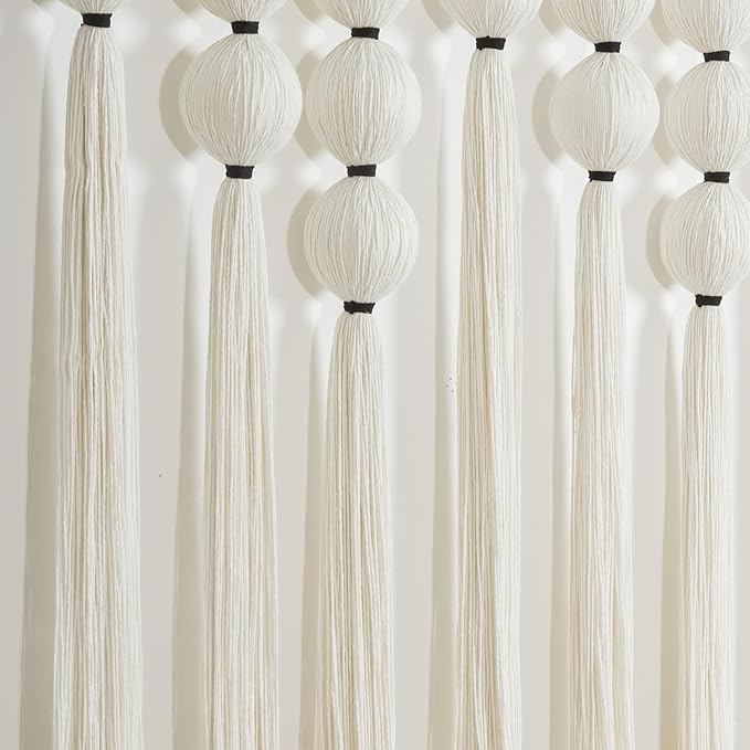 RUIZHIXUAN Large Macrame Wall Hanging Macrame Ball Wall Hangings Tapestry Cotton Textile Boho Wall Decor Art Bohemian headboard Handwoven 39" Wx38” L(Cream)