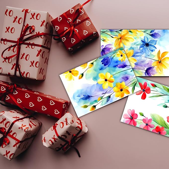 PARTH iMPEX 36 Floral Blank Note Cards With Envelopes - 4 x 6 inch All Occasion Greeting Cards, Watercolor Flowers Sympathy Thank You Notecards and Sealing Stickers