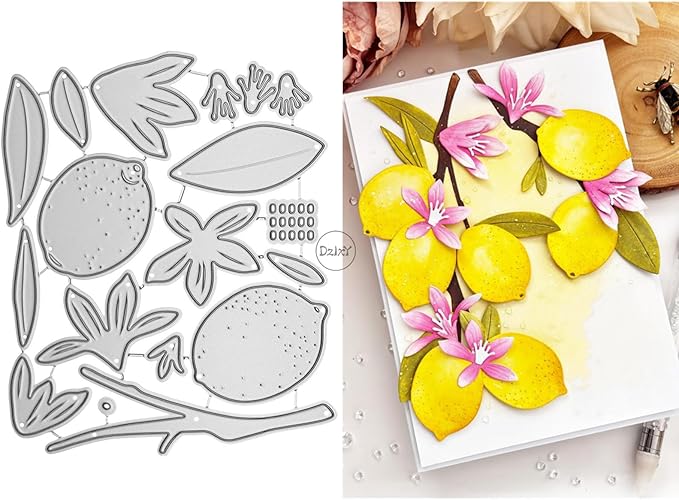 DzIxY Patchwork Branches Flowers Leaves Lemons Metal Cutting Dies for Card Making Kit Embossing Paper Die Cuts Set Scrapbook Stencils Supplies Machine Templates