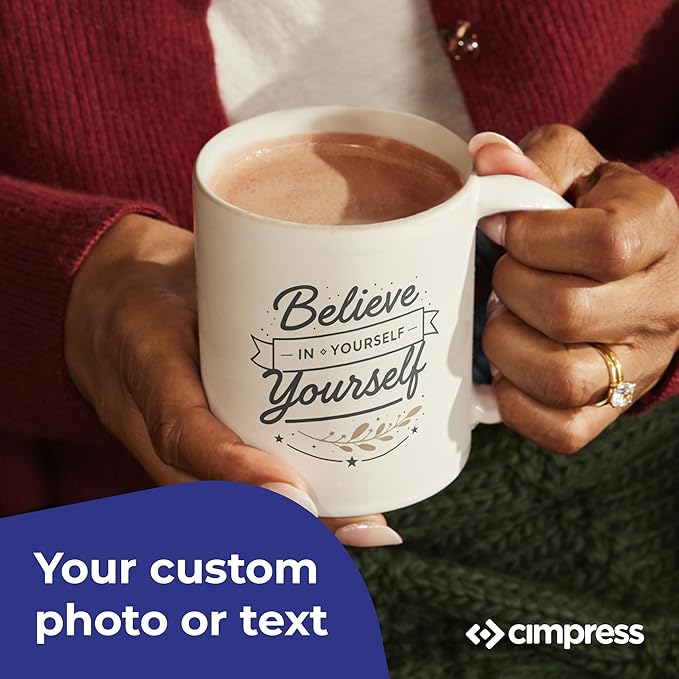 Personalized Mug, Custom Ceramic Mug with Photo and Text, 11oz, Pack of 1, Glossy Coffee Cup, Perfect for Christmas, Secret Santa or as Holiday Gift for Family or Friends, White/Blue