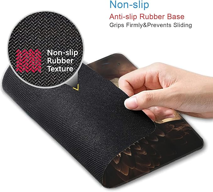 Mouse Pad, Bald Eagle On American Flag Mouse Pads for Desk,Soft Computer Mouse Mat Square Waterproof Non-Slip Rubber Base Gaming MousePads for Women Men,Laptop,Office