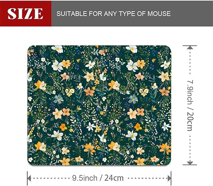 Square Mouse Pad Wild Flower 1, Personalized Premium-Textured Custom Mouse Mat Design, Washable Mousepad Cloth, Non-Slip Rubber Base Computer Mouse Pads for Wireless Mouse