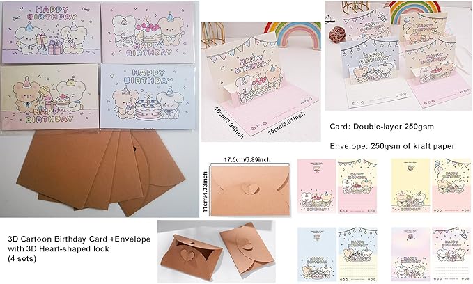 Family Greeting Cards Set 54-in-1, Art Postcards & DIY Stickers for handmade greeting cards set- Thank You, Christmas, 3D Pop-Up Birthday Cards for Mom/Dad/Kids + Floral & Landscape Postcards,350g Premium Paper, Reusable Envelopes (175x110mm)