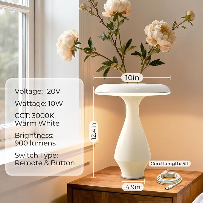 2-in-1 Ceramic Table Lamp, RGB Color-Changing & LED 3000K Bedside Lamp, Modern Vase Lamp for Bedroom, Nightstand, and Office Desk Decor
