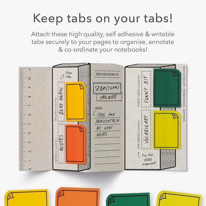 IF Bookaroo Sticky Tabs - Greens, White