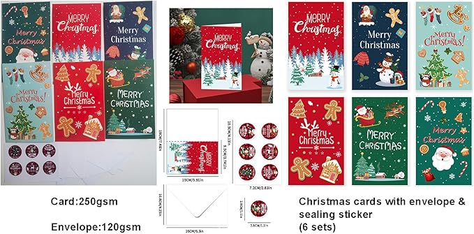 Family Greeting Cards Set 54-in-1, Art Postcards & DIY Stickers for handmade greeting cards set- Thank You, Christmas, 3D Pop-Up Birthday Cards for Mom/Dad/Kids + Floral & Landscape Postcards,350g Premium Paper, Reusable Envelopes (175x110mm)