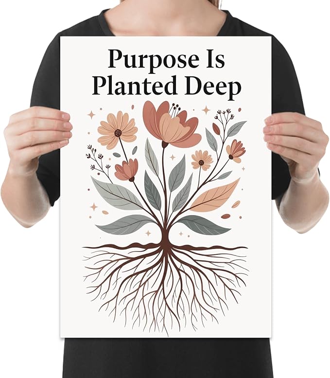 Purpose Is Planted Deep - Faith Inspired Decor - 13x19 Poster Print - Botanical Wall Art