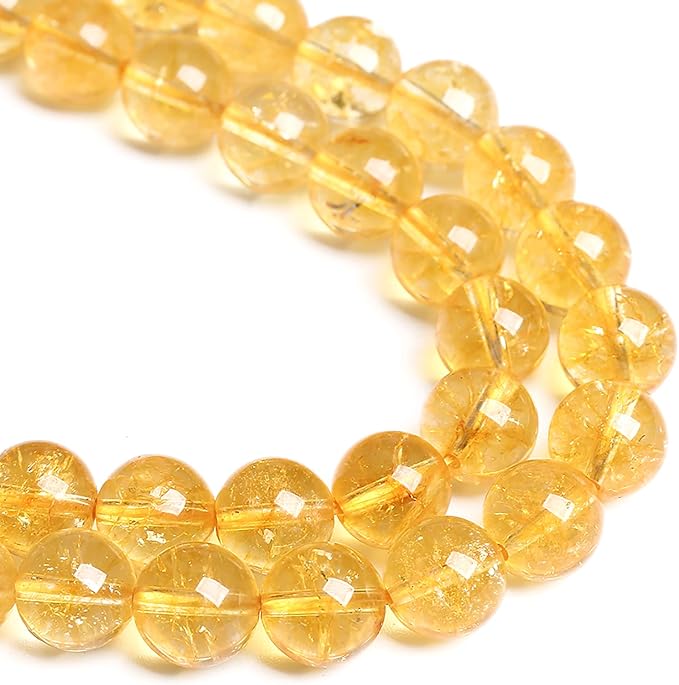 8MM 45PCS Natural Citrine Yellow Quartz Crystal Round Spacer Loose Beads for Jewelry Making 15 inches DIY Bracelet Necklace