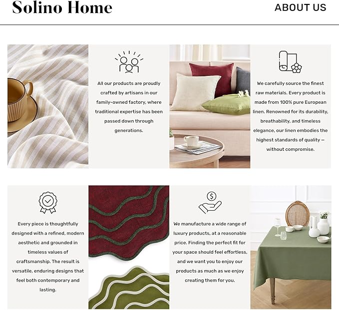 Solino Home Linen Beige Table Runner 90 Inches Long - 100% Pure Linen 14 x 90 Inch Table Runner for Spring, Easter - Fete