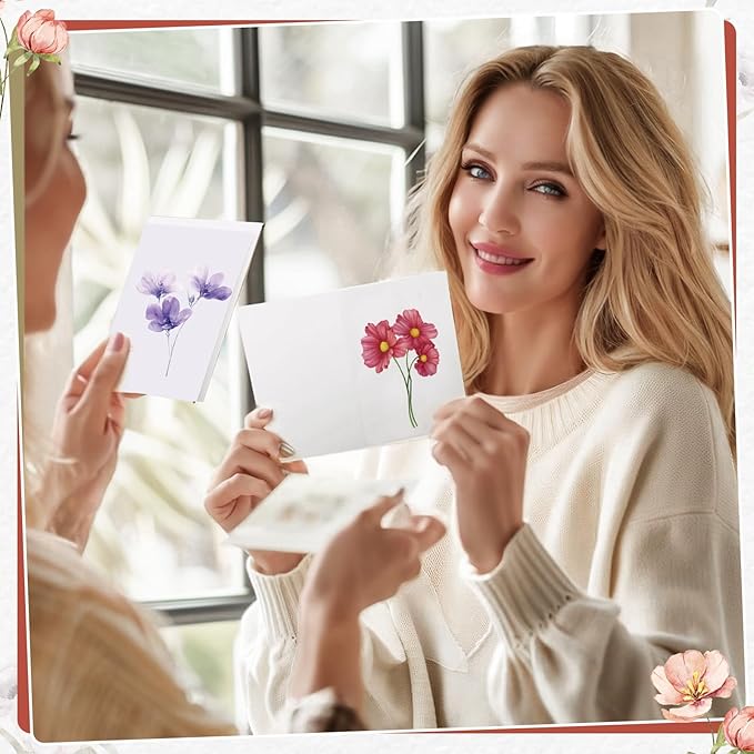 Blank Cards and Envelopes, 40 Pack Blank Cards 4x6 Inches (10 Floral Designs), Elegant Blank Greeting Card, Blank Note Cards with Sealing Stickers for Birthdays, Weddings, Most Other Occasions